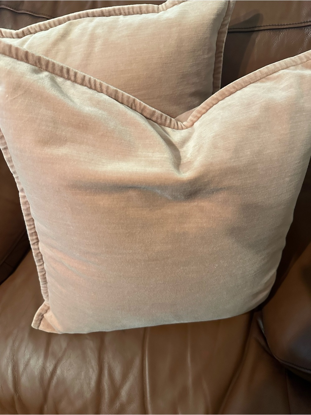 Pottery Barn Velvet Square Throw Pillow Covers - Blush